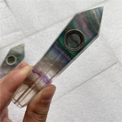 China China Wholesale Natural Fluorite Quartz Crystal Smoking Pipe For Gift for sale