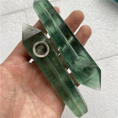 China China wholesale natural green fluorite quartz crystal smoking pipe for gift for sale