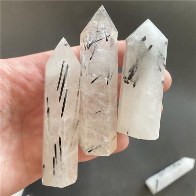 China China Wholesale Natural 5-10cm Crystal Wand Hand Carved Black Tourmaline Quartz Point Magic Wand For Sale for sale