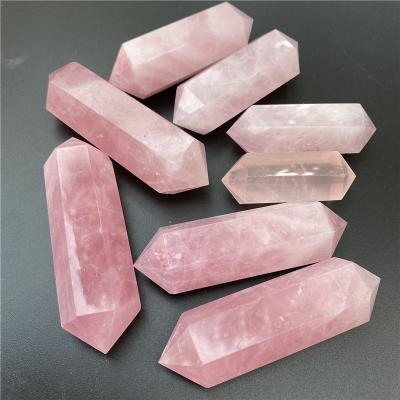 China China wholesale cheap natural quartz rose crystal wand points healing gifts for sale