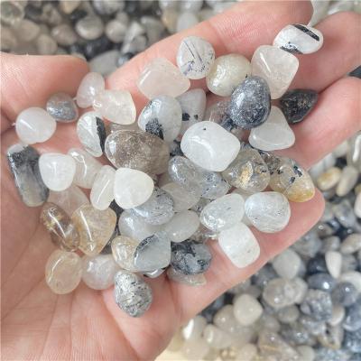 China Wholesale Natural China 100g Black Rutilated Quartz Crystals Healing Gravel Tumbled Loose Rock Stones for sale