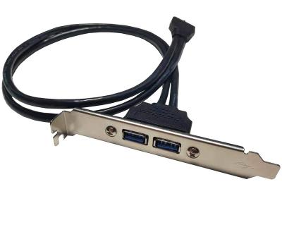 China Copper Mainboard USB3.0 20PIN to dual USB3.0 baffle cable /USB3.0 rear chassis baffle cable for sale