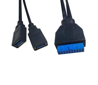 China COMPUTER 2 Motherboard USB3.0 20pin Header To Female Ports USB 3.0 Cable For Front Panel 20cm for sale