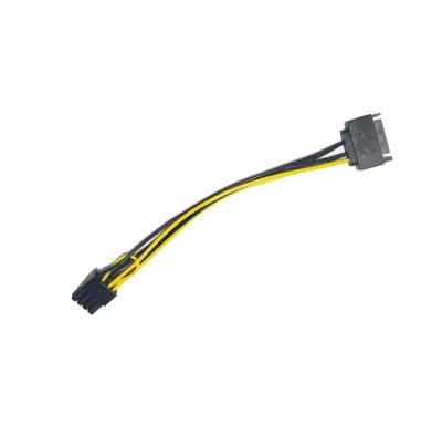 China DVD 15pin Sata to PCI-e 6pin Adapter Power Supply Cable Tie Wire 18awg for Pcie Graphics Video Display Card PC Diy 20cm for sale