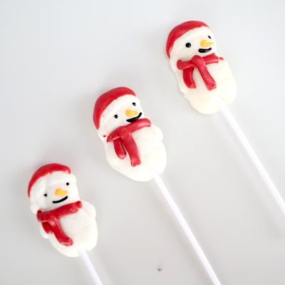 China Natural Halal Custom Christmas Handmade Candy Snowman Shaped Lollipop for sale