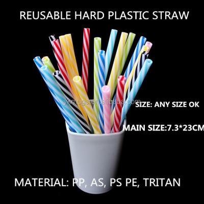 China Plastic Colorful Striped Hard Plastic Reusable Drinking Straw For Juice Bottle Mason Bottle for sale