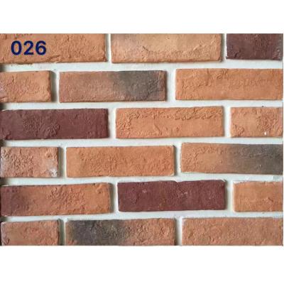 China Traditional Old Texture Brick Slip Tiles Artificial Handmade Veneer Cement Wall Decor Stone Brick Garden Garden Villa Front Home Wall Orange Red for sale