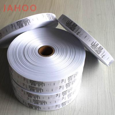 China Sustainable Soft Satin Polyester And Acrylic Apparel Wash Print Care Label for sale