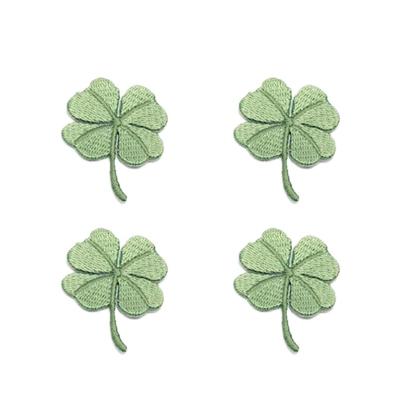 China 3D Custom Design Four Leaf Clover Iron On Full Embroidery Patch Patches For Apparel for sale