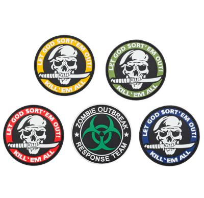 China 3D DIY Rubber Badge Patch In Dark PVC Military Skull Patch for sale