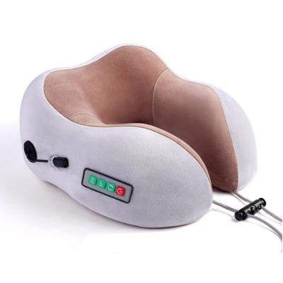 China Newest Wirless Vibration Heat Shiatsu Travel Massage Pillow With Battery Operate U Shape Shiatsu Heat Vibration Neck Relax for sale