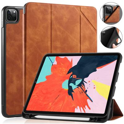 China Shockproof Tablet Cover Case for iPad Air 2 Case with Pencil Holder Lightweight PU Soft Back Cover and Trifold Stand with Auto Sleep Wake for sale