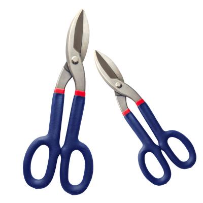 China Sharp Professional Scissors Cutting Long Carbon Steel Tin Scissors 10in 12in for sale