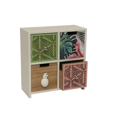 China MDF Home Decor Porcelain Mini Drawer With Wood Frame Wooden Home Decoration With Four Drawers for sale