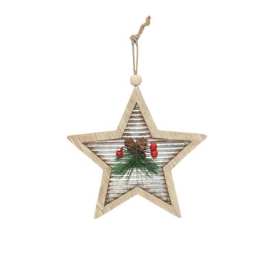 China Mdf+iron Well Sell New Type Indoor Five-pointed Star Ornaments Wooden Christmas Decorations for sale