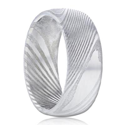 China FASHIONABLE Simple Arched Damascus Steel Rings For Men for sale