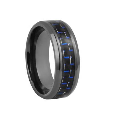 China CLASSIC Mens Black Zirconium Carbon Fiber Ring Wedding Ring for sale