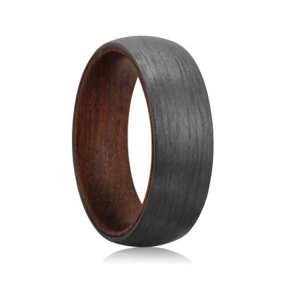 China CLASSIC Dome Pure Carbon Fiber Ring Wood Inner Wedding Rings for sale