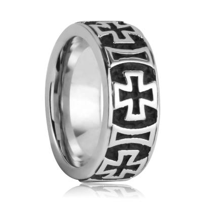 China Vintage 8MM Maltese Cross Mens Cobalt Chrome Wedding Ring for sale