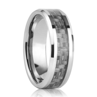 China CLASSIC Black Carbon Fiber Inlay Cobalt Chrome Wedding Engagement Ring for sale