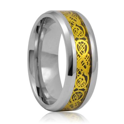 China Large Current Celtic Dragon Carbon Fiber Stainless Steel Plated Rings For Men for sale