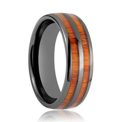 China CLASSIC Wooden Black Ceramic Hawaii KOA Rings Jewelry for sale