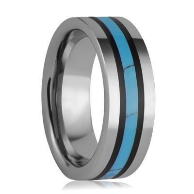 China Turquoise Ring Men's CLASSIC Black ResinTungsten Ring Jewelry for sale