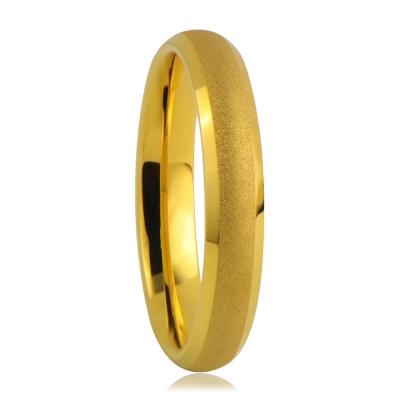 China CLASSIC 4MM Women Gold Engagement Ring Sandblast Tungsten Ladies Finger Ring for sale