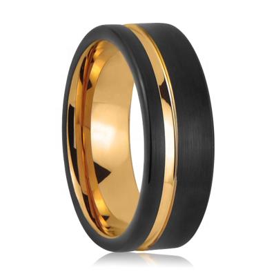 China FASHIONABLE Black Rose Gold Men Tungsten Carbide Wedding Band Rings Tungsten Jewelry for sale