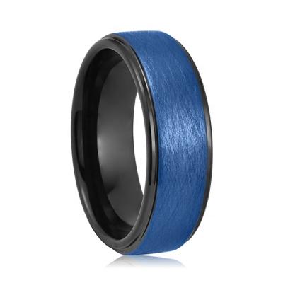 China CLASSIC HOT Sale Mens Ring Blue Black Tungsten Carbide Wedding Rings Jewelry for sale