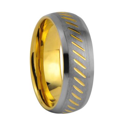 China TUNGSTEN CUT DOME TUNGSTEN RING GOLD TWO TONE WEDDING RING for sale