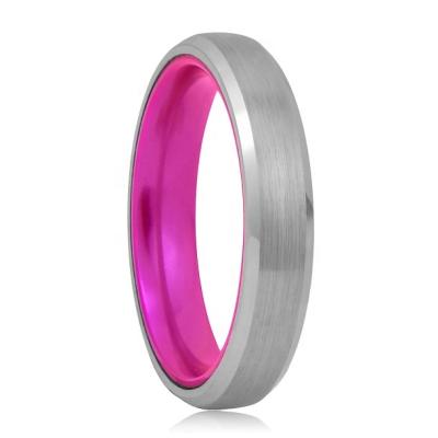 China 4MM Romantic Hot Pink Tungsten Aluminum Rings For Women Jewelry for sale