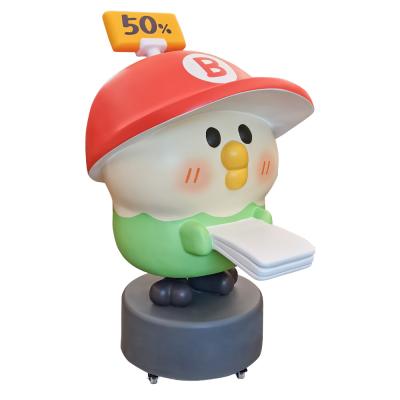 China Cute Outdoor Fiberglass Cartoon Sculpture Resin Chick Statue for sale