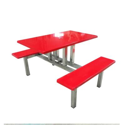 China Cafeteria Stainless Steel One Piece Dining Table And Chair Set for sale