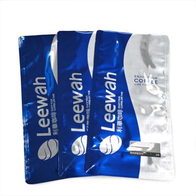 China Aluminum Foil Moisture Proof Stand Up Coffee Bag Flat Bottom Arabic Resealable Silver Packaging With One Way Valve for sale