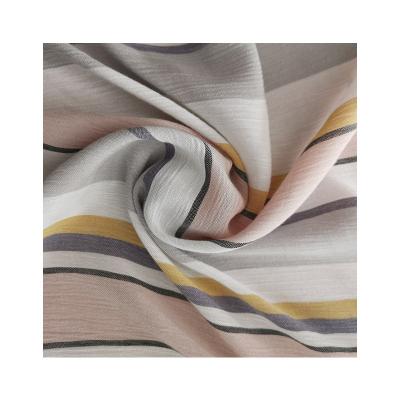 China Sustainable NEW ARRIVAL WOVEN RAYON PLEAT STRIPES BLOSSOM DYE FABRIC for sale