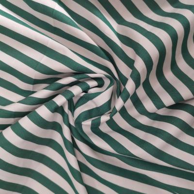 China New Arrival Green Stripes Cotton Sateen Yarn Dye Tear-Resistant Fabric For Dress for sale