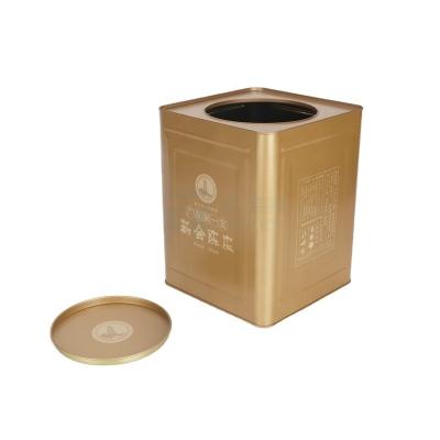 China Universal Cashew 10KG Iron Tin Can Grain Sugar Cube Large Capacity Recyclable Square Metal Packaging Drum With Lid Metal Tin Can for sale