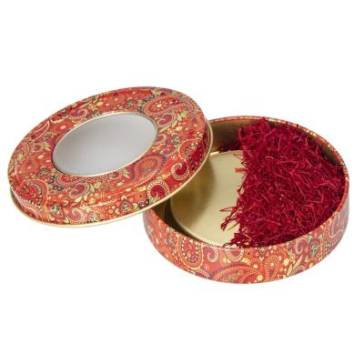 China Recyclable Food Grade Tin Box Spot Wholesale Small Size 70*20MM Universal Round Tinplate High Quality Metal Saffron Packaging Candy Tin Box for sale