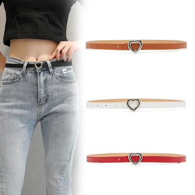 China High quality fashion hot sale ladies love thin buckle flat buckle belt All-match dress jeans belt for sale