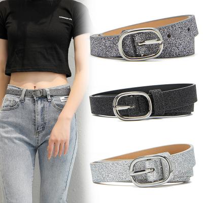 China Wholesale custom ALLOY fashion trend personality Bling ladies belt Japanese anorak fashionable jeans buckle fluorescent belt for sale