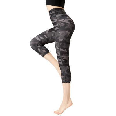 China 2021 breathable spring and summer new yoga pants yoga wear women fitness and waist high cropped printed yoga leggings for sale