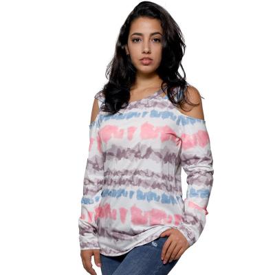 China Autumn Fashion Striped Ladies Long Sleeve Anti-Static T-Shirt for sale