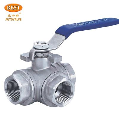 Китай General Q1232 Three Way L Type Q1231 Three Way T Type Stainless Steel Female Thread Three Way  Manual Ball Valve продается