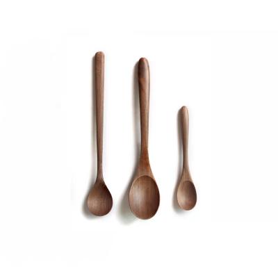 China Sustainable Wood Home Kitchen Utensils Gift Handmade DIY207104 Diyue Stadt Ins Nordic Shovel Spoon Set Walnut Wood Serving Spoons for sale