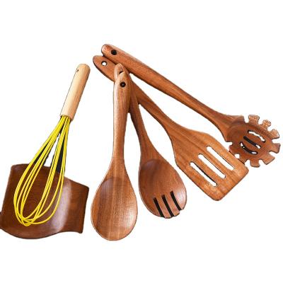 China Diyue DIY211187 Pan Cook Turner Spoon Fork Viable Non-Stick Rest Cooking Tool Kits Acacia Wood Home Kitchen Utensils for sale