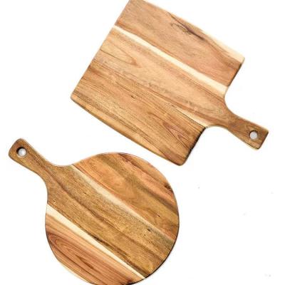 China DIY205131 Household Goods DiYue Wooden Pizza Logo Stock Kitchen Wooden Handle Acacia Custom Viable Cutting Plates Serving Tray Cutting Board for sale