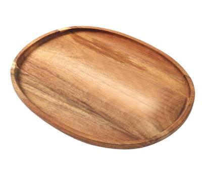 China Custom Oval Shape Tray Acacia Wood Plates Wooden Serving Diyue Sustainable Housewares Plant DIY122610 for sale