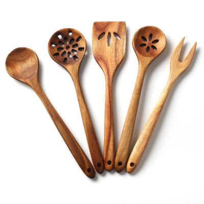 China Diyue Homewares DIY213292 Sustainable Home Kitchen Turner Salad Spoon Fork Skimmer Sets Home Kitchen Cooks 6 ECO Acacia Wood Utensil Tool Kit for sale