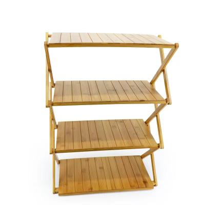 China DIY211112 Homeware DiYue Folding Rack DiYue Folding Rack Organizer Portable Picnic Rack Nordic Outdoor Bamboo Rack Portable Shelf Custom Camping for sale